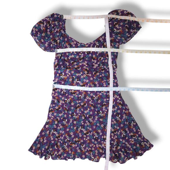 NWT B.O.G. Band of the Free Coraline Floral Crossover Mini Dress Sz. S Purple - Picture 10 of 11
